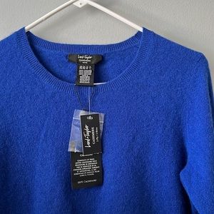 DONATING 6/30 NWT Lord & Taylor Cashmere Blue Crewneck Sweater